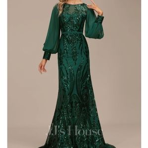 Green Gown with sleeves